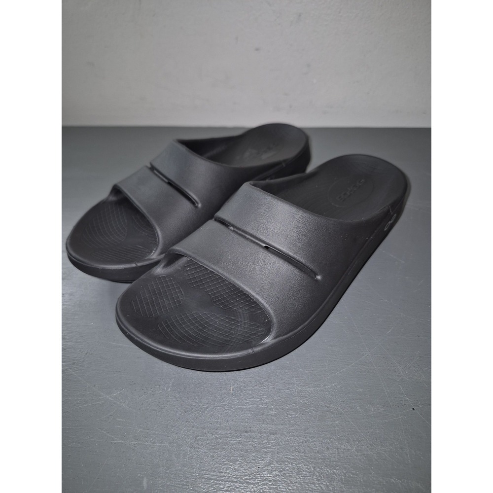 Sz 7 / 38 OOFOS Ooahh Black Recovery Comfort Women's Slides Sandals‎